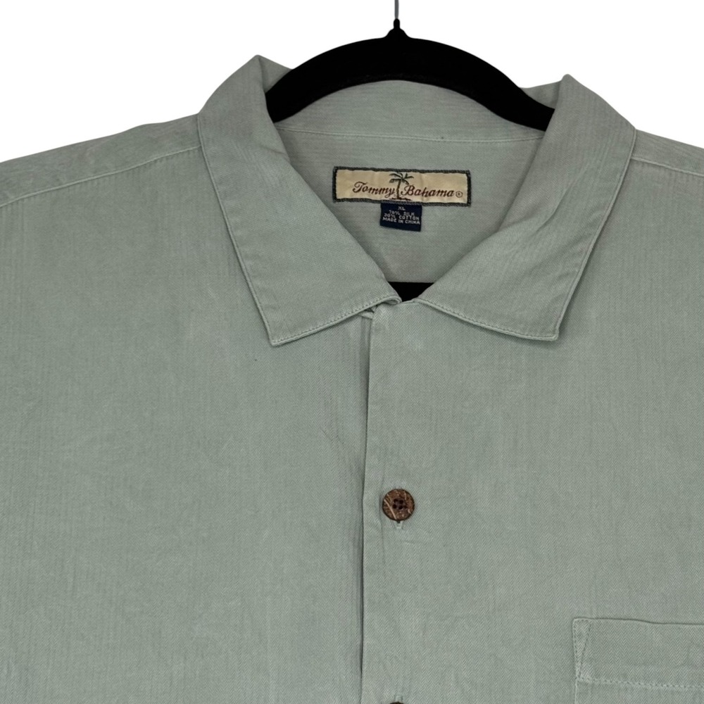 Tommy Bahama Men's Silk Blend Shirt XL Sage Green Relaxed Fit